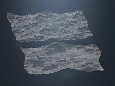 Two White Textured Papers With Moon Like Surface On Dark Background 3d model