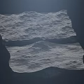 Two White Textured Papers With Moon Like Surface On Dark Background 3d model