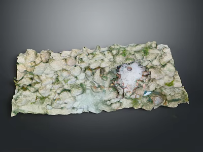 Natural Rock Formation With Green Moss And Irregular White Textured Surface 3d model