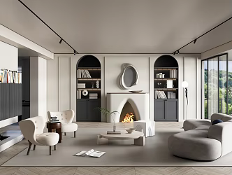 Modern Living Room Cream Home Living Room Sofa Coffee Table Combination 3d model