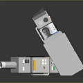 Gray Mechanical Robot Components With Display Screen And Control Panel Buttons