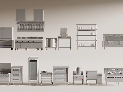 Various Stainless Steel Kitchen Appliances Collection For Modern Cooking Areas 3d model