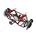 Detailed Red Frame Mechanical Chassis With Suspension System Metal Wheels Springs
