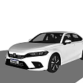 White Honda Sedan With Modern Sleek Exterior And Stylish Headlights