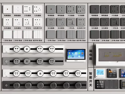 Smart Switch Panels Including Various Sockets And Controls 3d model