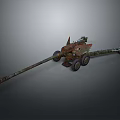 Camouflage Military Artillery Gun With Long Barrel And Wheel Mount Structure