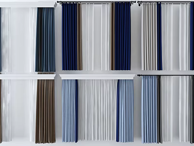 Assorted Curtain Styles in Different Colors for Modern Home Decor 3d model