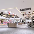 Spacious Modern Department Store Interior With Shopping Areas And Seating Zones