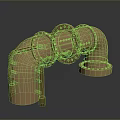 Rusty Industrial Metal Pipe Fitting With Elbow Joint And Flange Connections