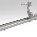 Industrial Robotic Arm Mounted On Linear Track For Automated Manufacturing Applications