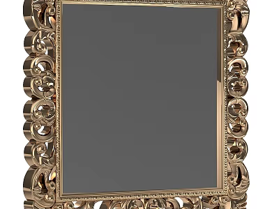 Ornate Golden Mirror With Intricate Carved Frame And Decorative Details 3d model