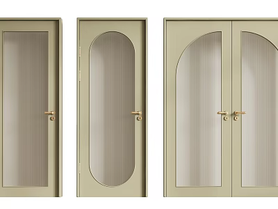 Casement Door Designs With Single And Double Panels Arch Rectangle Glass And Brass Handles 3d model