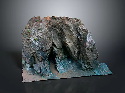 Wooden Stone Natural Landscape Model With Rock Cave And Mossy Surface 3d model