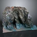 Wooden Stone Natural Landscape Model With Rock Cave And Mossy Surface