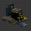 Industrial Electric Melting Furnace With Control Panel Heating Elements And Warning Stripes On Platform
