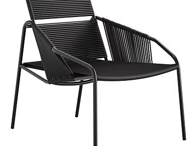 Stylish Black Woven Outdoor Chair With Modern Metal Frame Design 3d model