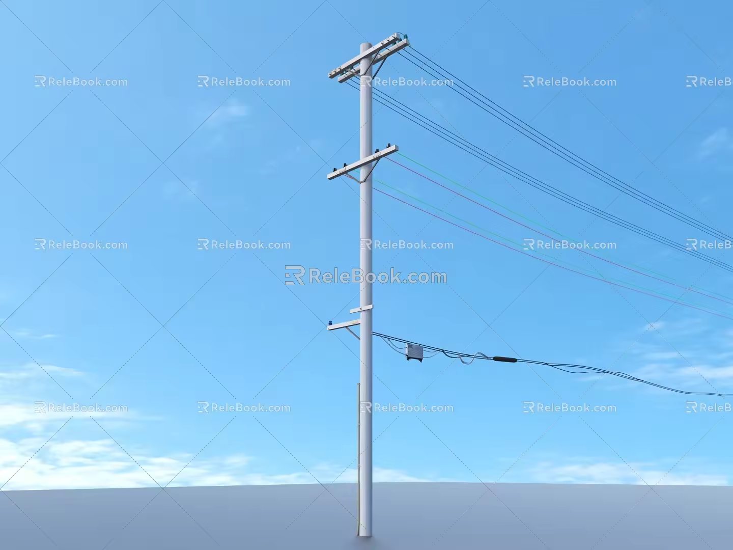 Pole Wire High Voltage Line AC Wire 3d model