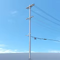 Pole Wire High Voltage Line AC Wire 3d model