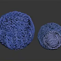Three Blue Woven Textured Balls In Different Sizes And Gradient Colors 3d model
