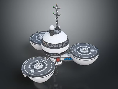 Modern Multi Circular Technological Device With Three Bases Top Antenna And Spherical Structure 3d model