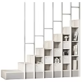 White Modern Storage Shelf With Multiple Compartments Drawers And Decorative Items 3d model
