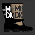Stylish Black Knee High Boots With MISDIO Lettering And Sturdy Rubber Soles