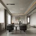 Modern Minimalist Dining Living Room With Pendant Lights And Large Windows