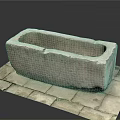 Rectangular Stone Trough With Natural Texture On Stone Slab Base 3d model