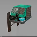 Turquoise Electronic Device With Circular Fan Heat Sink And Metal Stand