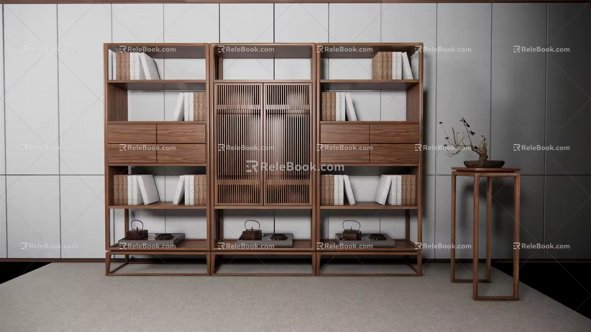 New Chinese Bookshelf 3d model