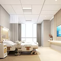 Modern Hospital Ward Interior With Mobile Beds Gray Walls And Recessed Ceiling Lights