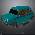 Blue Floating Car With Red Interior And Mechanical Parts Underneath