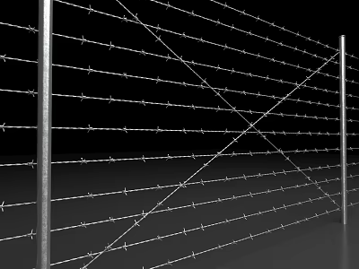 Barbed Wire Fence With Metal Posts For Security Construction Applications 3d model