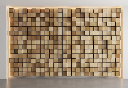 Modern background wall solid wood background wall random square background wall sofa background wall creative background wall 3d model