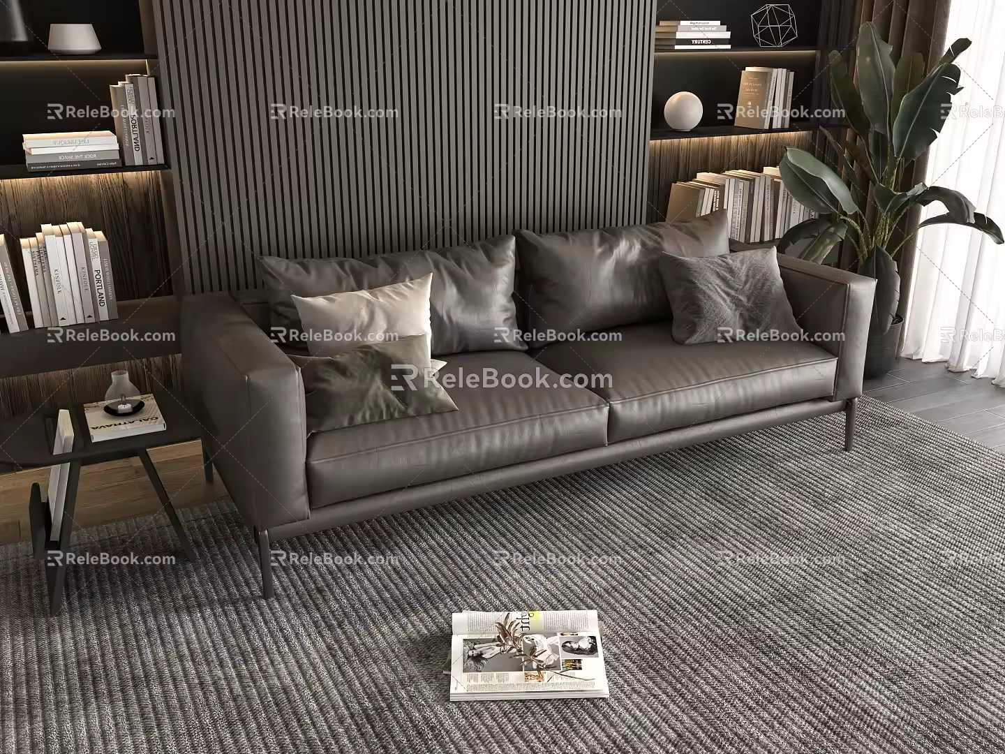 Side table of double sofa 3d model