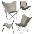 Modern Beige Leather Accent Chair With Sleek Metal Frame And Crossed Legs Contemporary Design