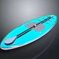 Blue Stand Up Paddleboard With Paddle And Glossy Modern Surface Design