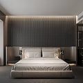 Modern Luxury Bedroom Interior With Textured Wall King Bed And Sofa