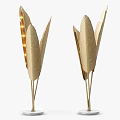 Golden Feather Shaped Sculpture Carving With Textured Design And Lighting Effect