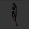 Hooded Winged Fantasy Demon Creature With Glowing Chest And Dark Red Wings