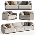 Modern Light Beige Sofa Set With Decorative Pillows And Armchairs 3d model