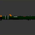 Military Green Torpedo Weapon With Orange Fins Black Nose And Red Markings