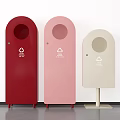 Stylish Household Recycling Bins In Red Pink Beige Colors With Clear Symbols