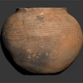 Handcrafted Terracotta Clay Pot With Ancient Wave Patterns And Surface Texture