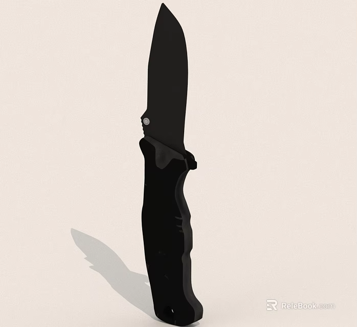 Black Folding Knife With Ergonomic Handle Sharp Blade And Portable Design 3d model 