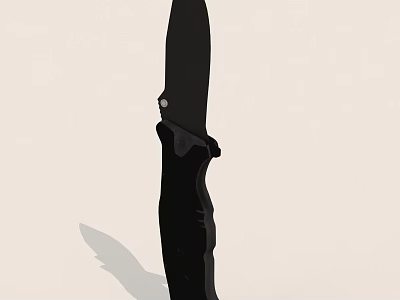 Black Folding Knife With Ergonomic Handle Sharp Blade And Portable Design 3d model