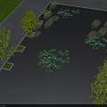 Tranquil Water Fountain With Water Lilies Surrounded By Square Planters Trees And Green Lawn
