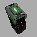 Vintage Green Electronic Wrist Device With Black Leather Strap And Digital Display Buttons