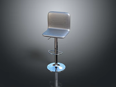 Modern Bar Stool Featuring Metal Frame Round Blue Base Gray Sleek Seat And Backrest 3d model