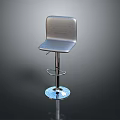 Modern Bar Stool Featuring Metal Frame Round Blue Base Gray Sleek Seat And Backrest